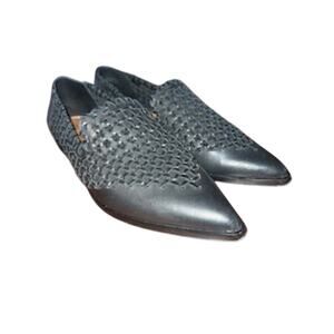 Frye Charcoal Woven Leather Loafers
